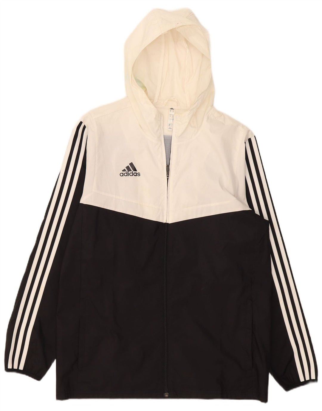 Adidas Mens Hooded Rain Jacket UK 38 Medium Black Colourblock Polyester