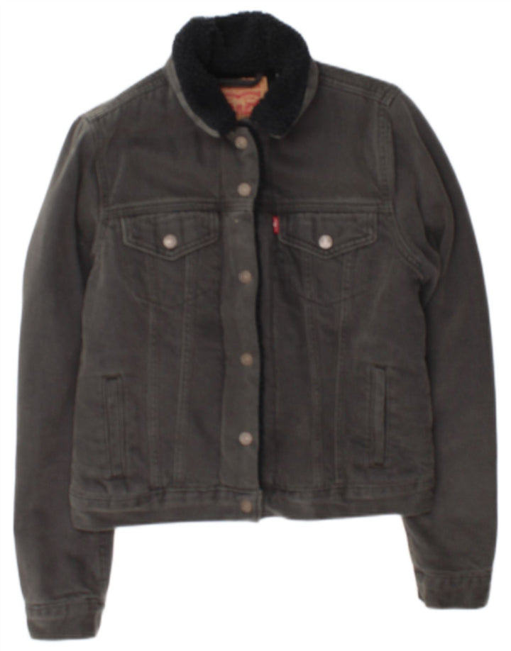 Levi's Womens Sherpa Denim Jacket UK 10 Small Grey Cotton