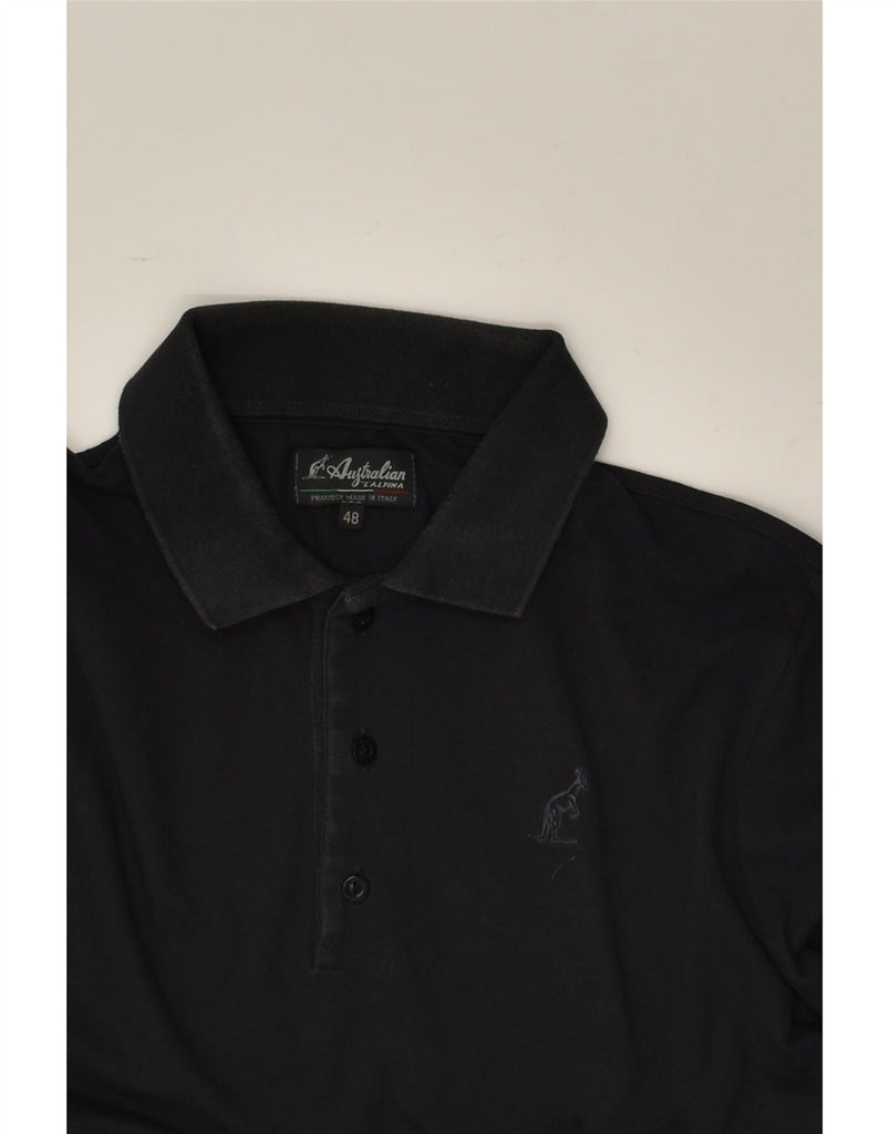 AUSTRALIAN L'ALPINA Mens Long Sleeve Polo Shirt IT 48 Medium Black Cotton | Vintage AUSTRALIAN L'ALPINA | Thrift | Second-Hand AUSTRALIAN L'ALPINA | Used Clothing | Messina Hembry 