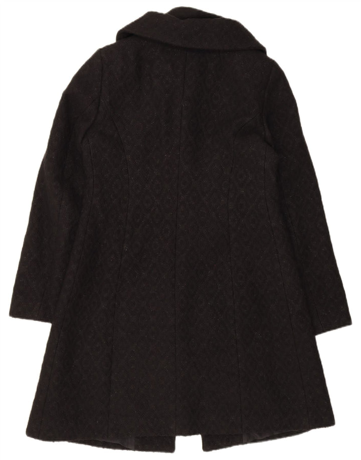 Benetton Womens Overcoat IT 44 Medium Black Argyle/Diamond