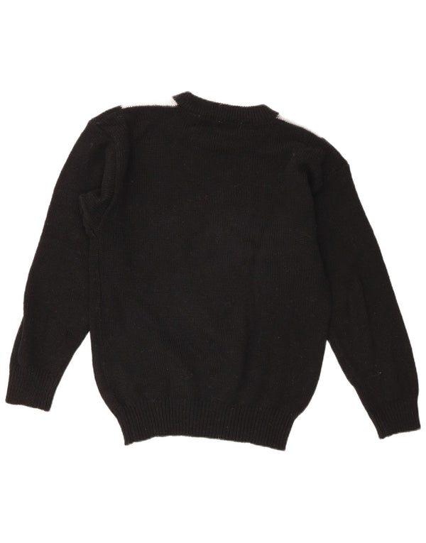 Classics Womens Crew Neck Jumper Sweater UK 14 Medium Black Colourblock