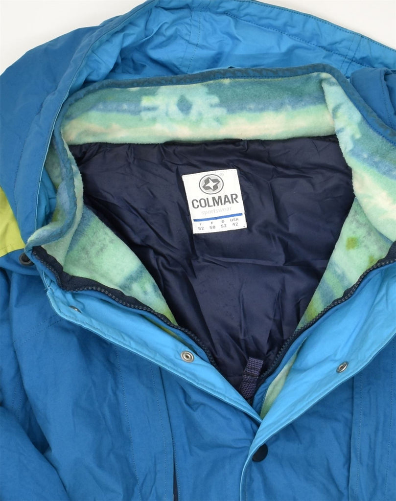 COLMAR Mens Hooded Anorak Jacket IT 52 Large Blue Polyester | Vintage Colmar | Thrift | Second-Hand Colmar | Used Clothing | Messina Hembry 