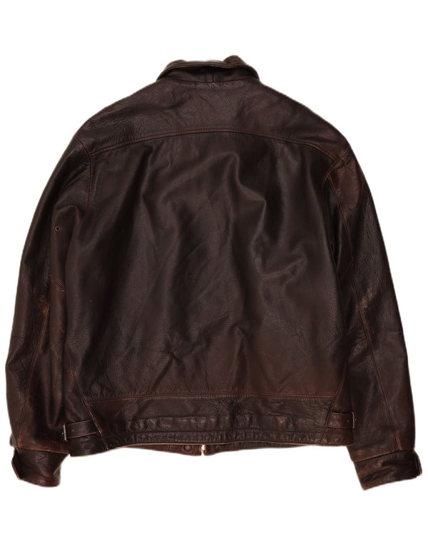 Vintage Mens Leather Jacket IT 48 Medium Brown