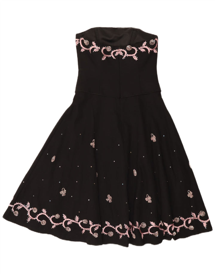 Monsoon Womens Strapless Dress UK 8 Small Black Cotton