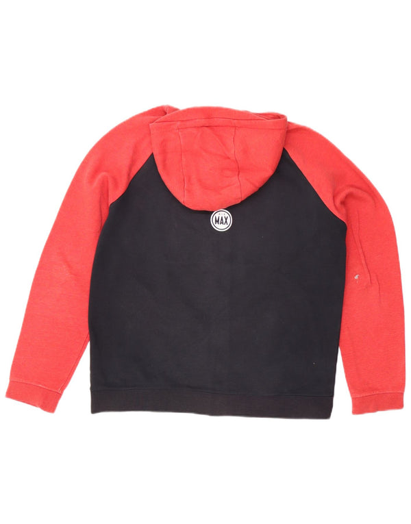 Nike Boys Zip Hoodie Sweater 13-14 Years XL Red Colourblock Cotton