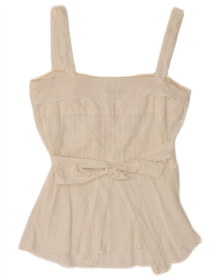 GUESS BY MARCIANO Womens Crop Sleeveless Blouse Top UK 8 Small White