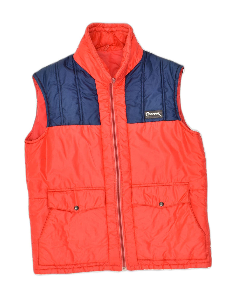 VINTAGE Mens Padded Gilet UK 38 Medium Red Colourblock Nylon | Vintage Vintage | Thrift | Second-Hand Vintage | Used Clothing | Messina Hembry 