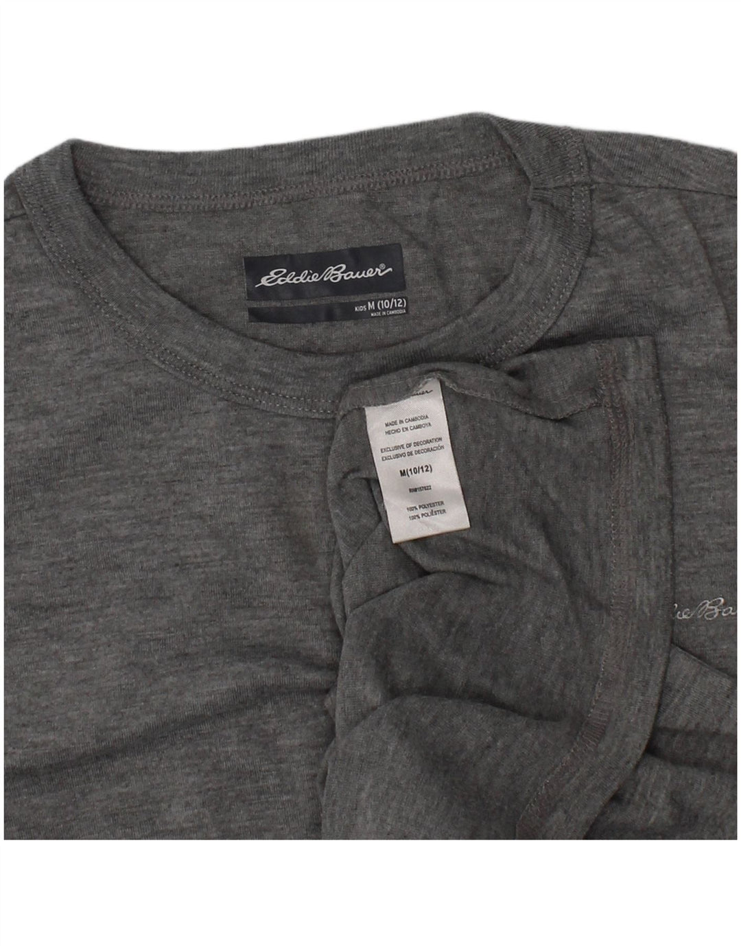 Eddie Bauer Boys T-Shirt Top 10-11 Years Medium Grey Polyester