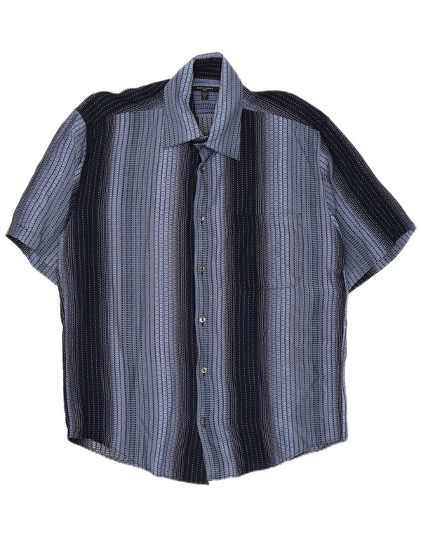 Tipo' S Mens Short Sleeve Shirt Large Navy Blue Striped Rayon