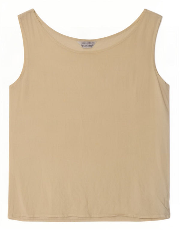Coocoon Womens Sleeveless Blouse Top UK 14 Large Off White Silk