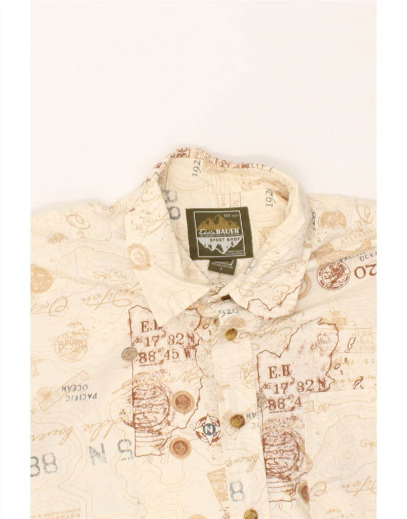 EDDIE BAUER Mens Short Sleeve Graphic Shirt Large Beige Cotton | Vintage Eddie Bauer | Thrift | Second-Hand Eddie Bauer | Used Clothing | Messina Hembry 