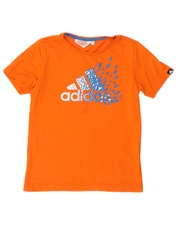 Adidas Boys Graphic T-Shirt Top 10-11 Years Orange Cotton