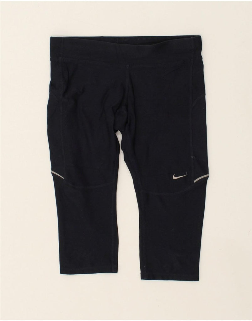 NIKE Womens Dri Fit Capri Tracksuit Trousers UK 10 Small Navy Blue | Vintage Nike | Thrift | Second-Hand Nike | Used Clothing | Messina Hembry 