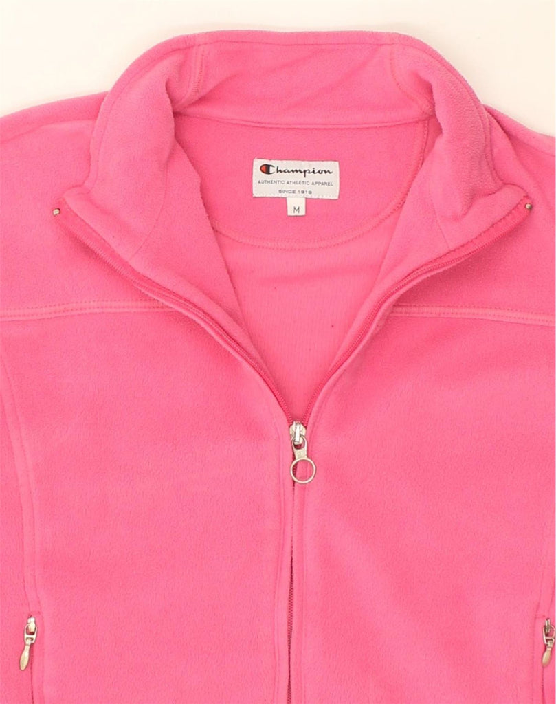 CHAMPION Womens Fleece Jacket UK 12 Medium Pink Polyester | Vintage Champion | Thrift | Second-Hand Champion | Used Clothing | Messina Hembry 