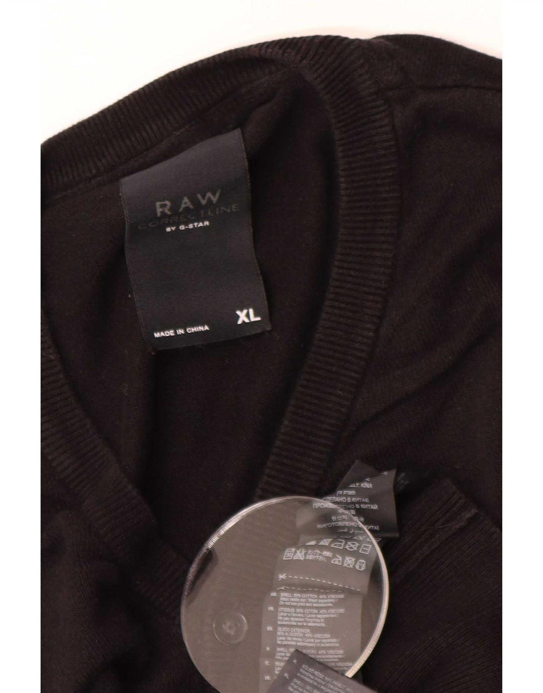 G-Star Mens V-Neck Jumper Sweater XL Black Cotton