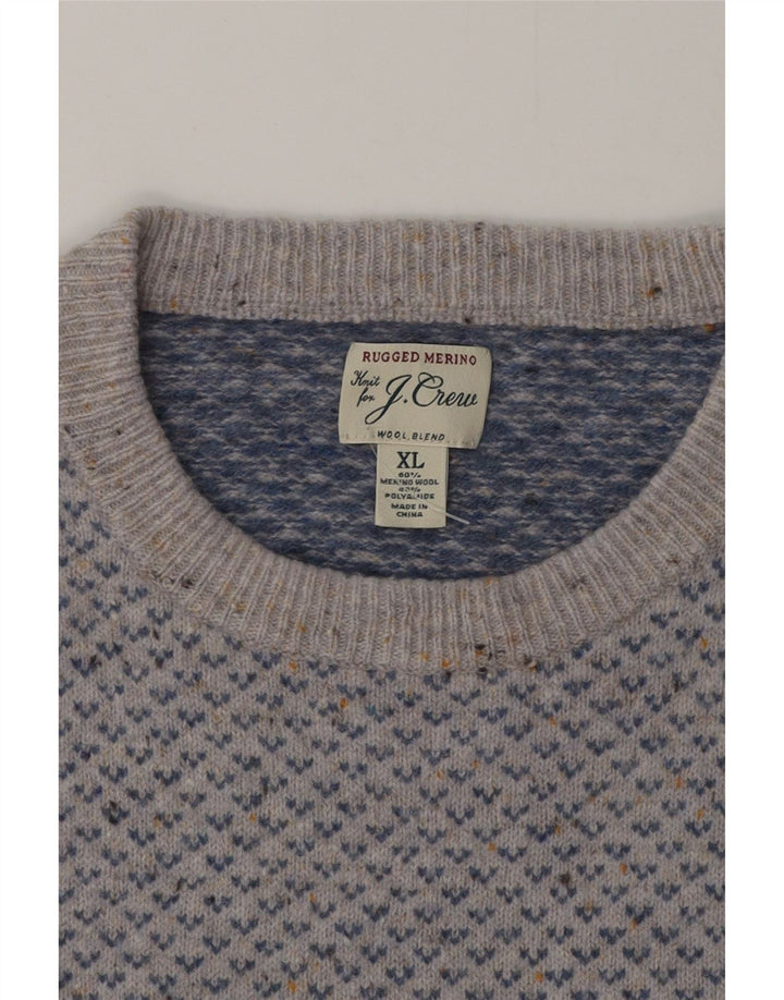J. Crew Mens Crew Neck Jumper Sweater XL Grey Flecked Wool