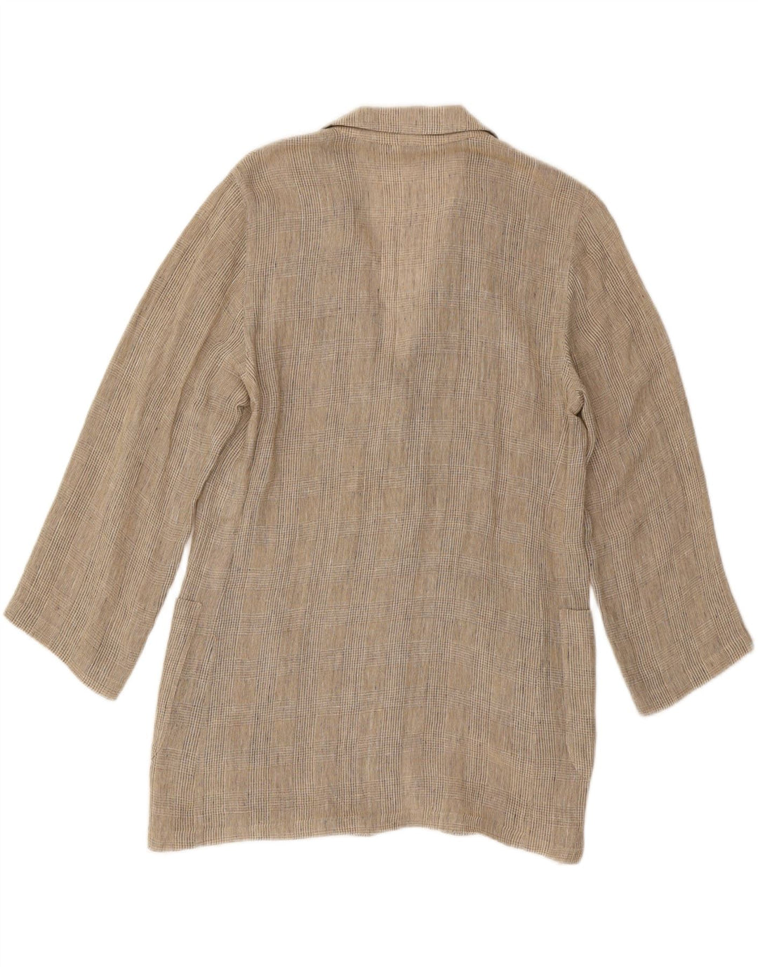 Max Mara Womens Longline Blazer Jacket UK 12 Medium Beige Houndstooth