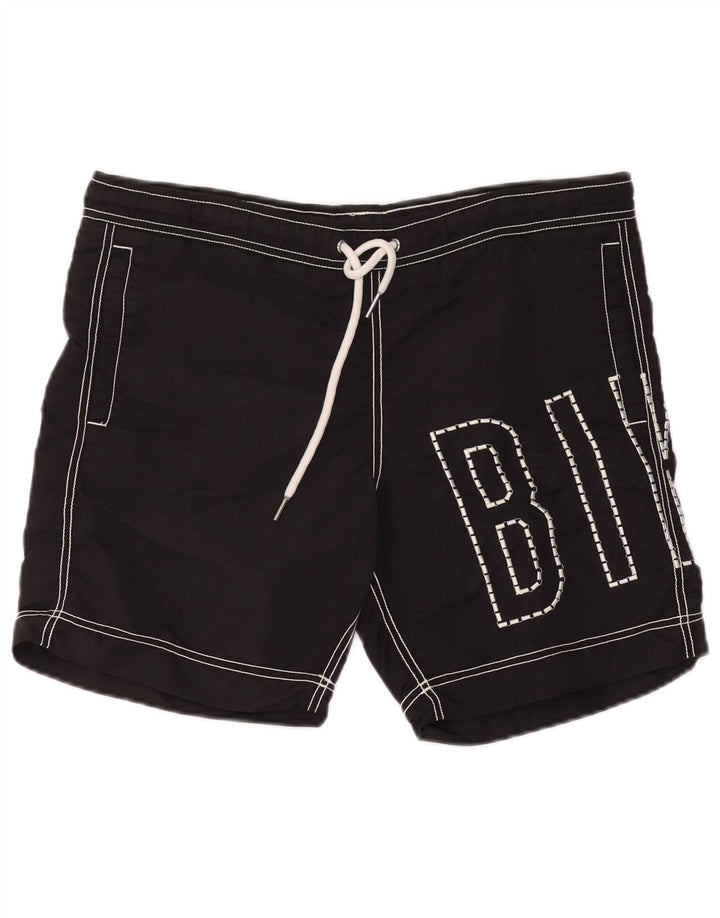 Bikkembergs Mens Graphic Swimming Shorts Medium Black Polyester