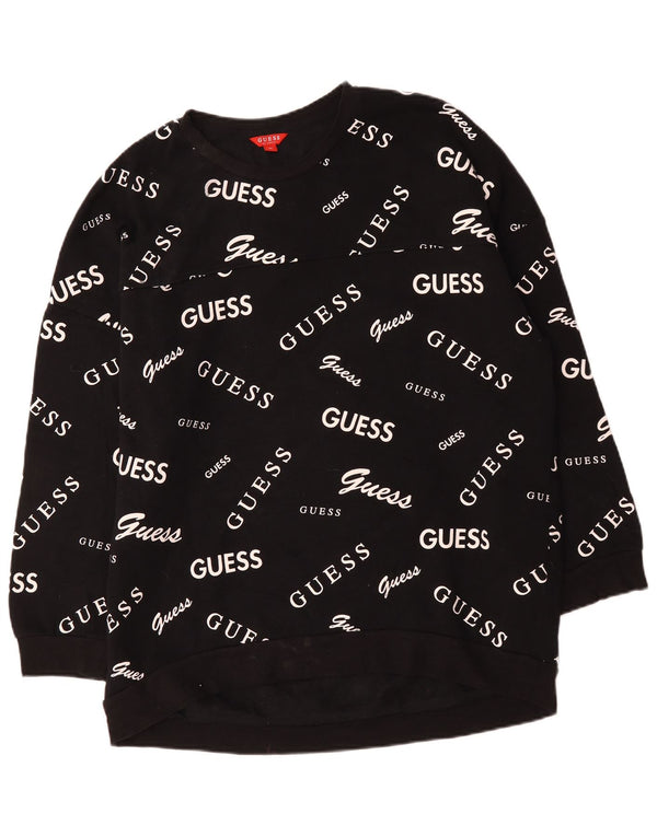 Guess Womens Graphic Oversized Sweatshirt Jumper UK 18 XL Black Cotton