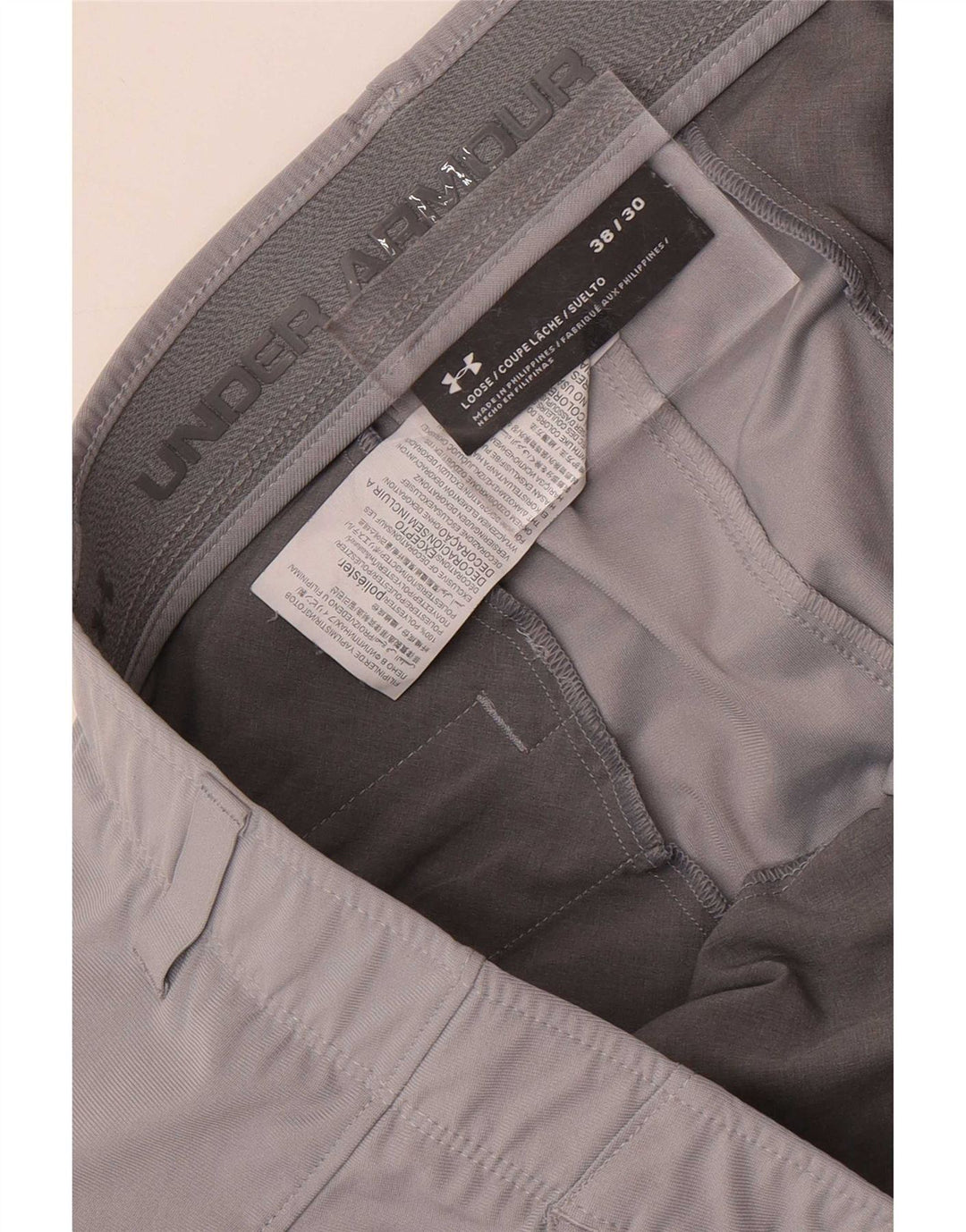 Under Armour Mens Straight Chino Trousers W38 L30 Grey Polyester