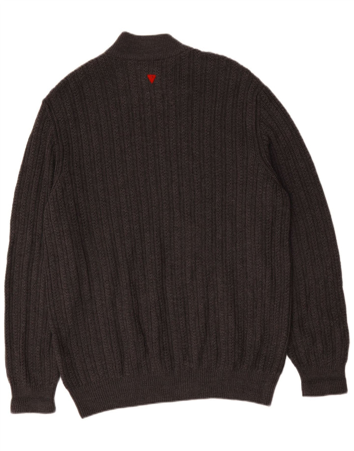 Iceberg Mens Button Neck Jumper Sweater Large Black Virgin Wool