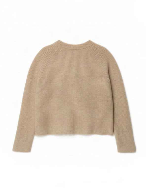 Zara Womens Crop Boat Neck Jumper Sweater UK 18 XL Beige Alpaca Wool