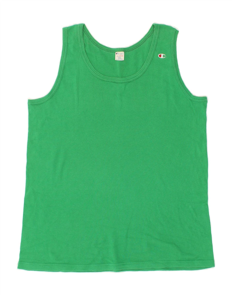 CHAMPION Womens Vest Top UK 18 XL Green Cotton Vintage Champion and Second-Hand Champion from Messina Hembry 