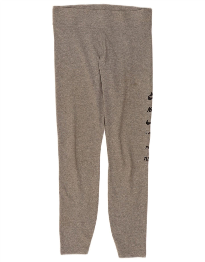 NIKE Womens Graphic Leggings UK 14 Large  Grey Cotton