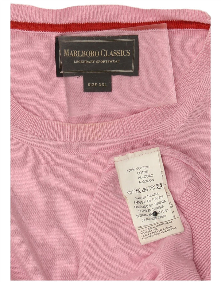 Marlboro Classics Mens Crew Neck Jumper Sweater 2XL Pink Cotton