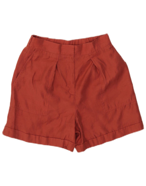 Zara Womens High Waist Pegged Chino Shorts Small W26 Orange Lyocell