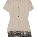 Gattinoni Womens Short Sleeves Sheath Dress IT 44 Medium White Geometric