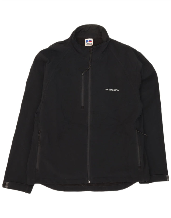 Russell Athletic Mens Windbreaker Jacket UK 42 XL Black Polyester