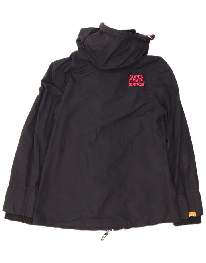 Superdry Womens The Windmac Hooded Rain Jacket UK 16 Large Black Nylon