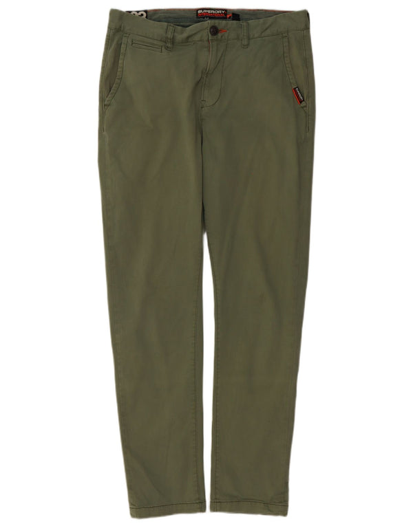 Superdry Mens Slim Fit Chino Trousers W33 L32 Green Cotton
