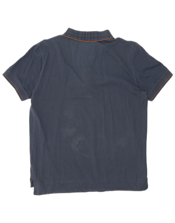 Hugo Boss Mens Regular Fit Polo Shirt Medium Navy Blue Check Cotton