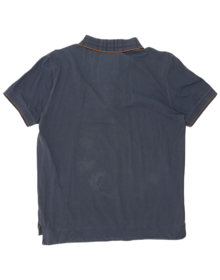 Hugo Boss Mens Regular Fit Polo Shirt Medium Navy Blue Check Cotton
