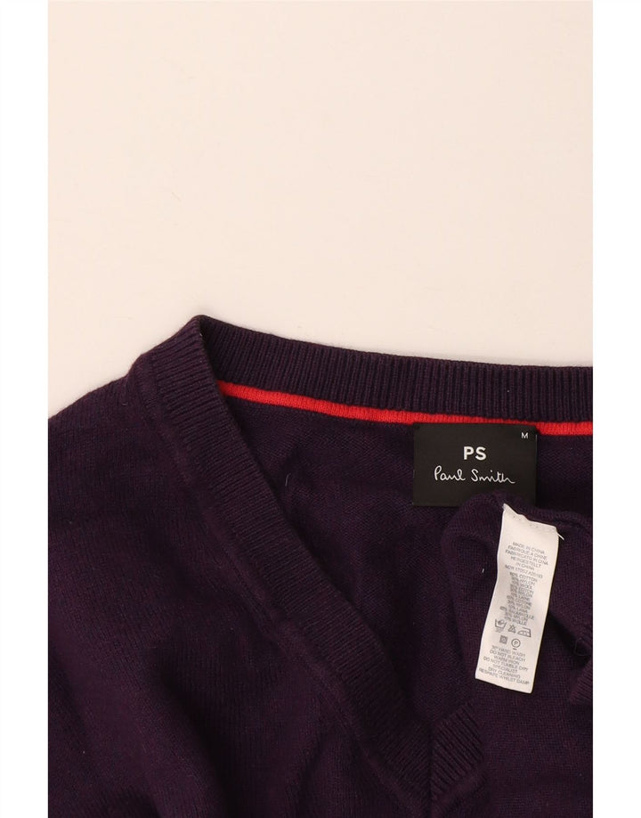 Paul Smith Mens V-Neck Jumper Sweater Medium Purple Cotton