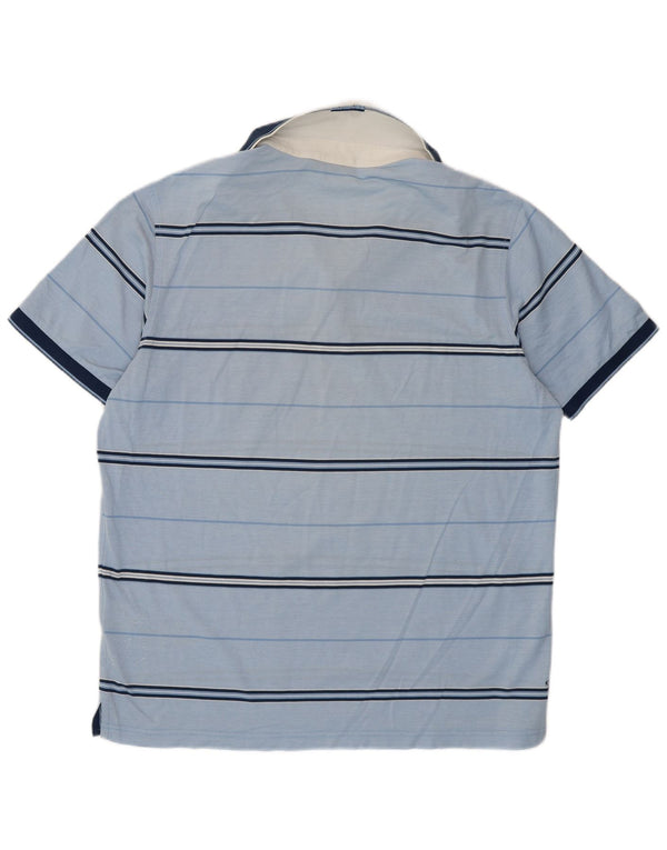 Navigare Mens Polo Shirt Large Blue Striped Cotton