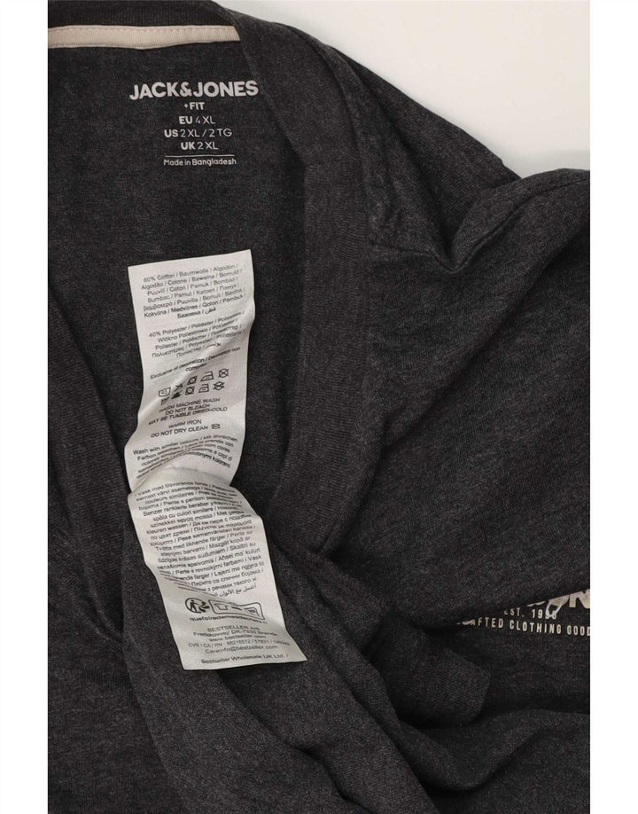 Jack & Jones Mens Top Long Sleeve 2XL Grey Cotton