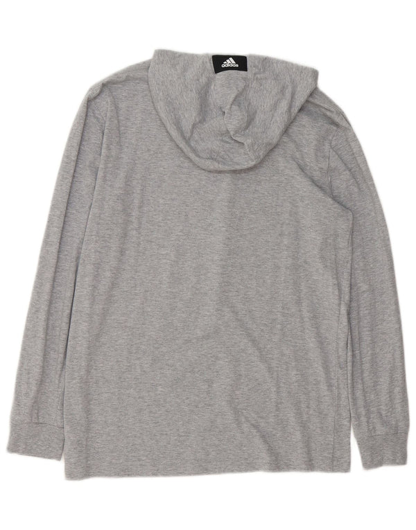 Adidas Boys Graphic Top Long Sleeve 14-15 Years Large Grey Colourblock