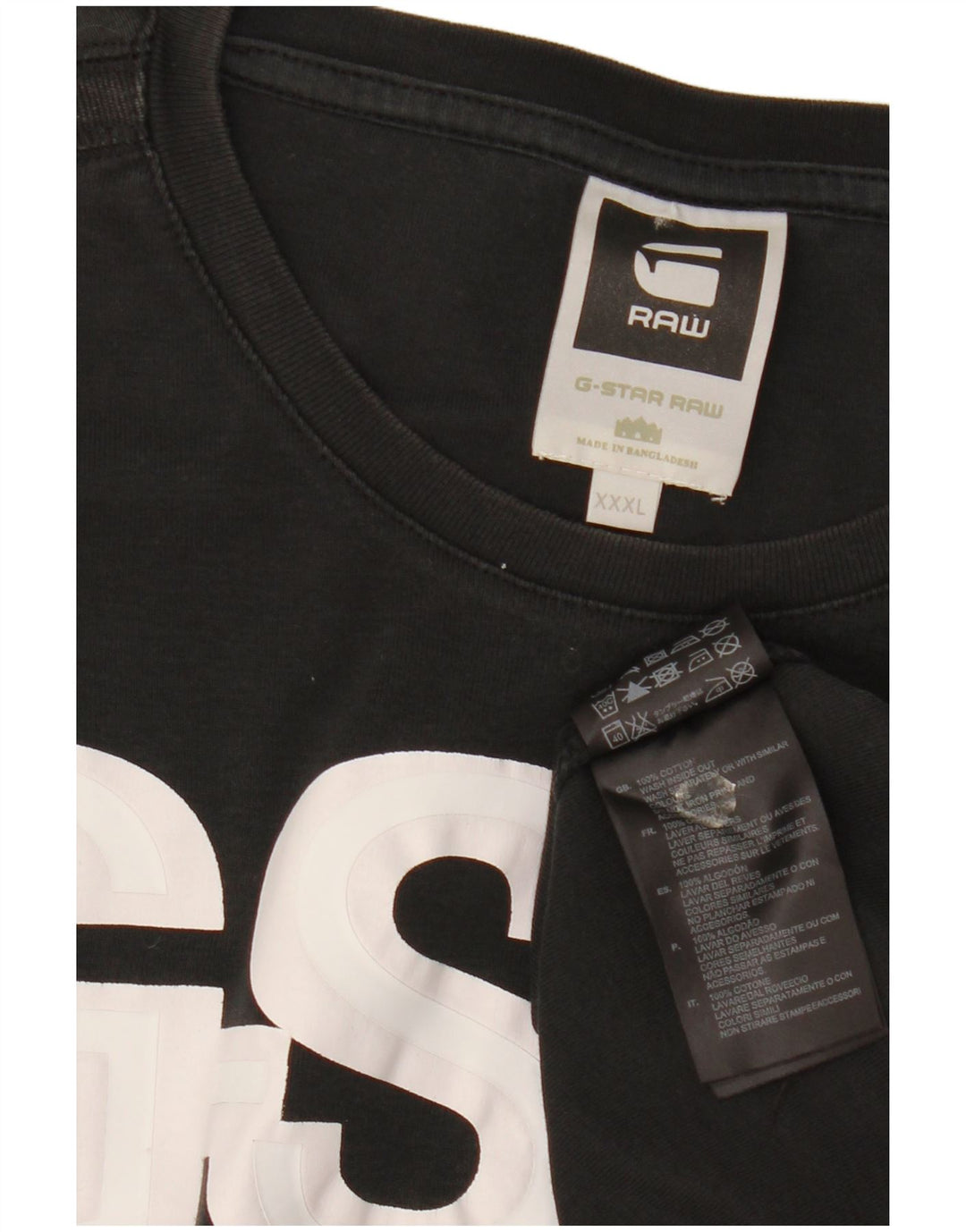 G-Star Mens Graphic T-Shirt Top 3XL Black Cotton