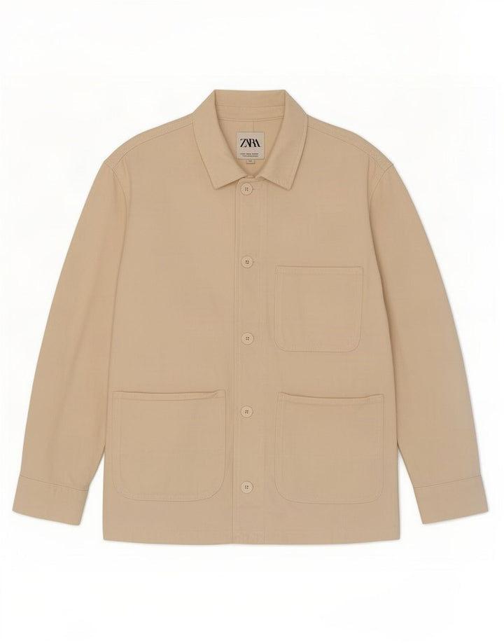 Zara Womens Utility Jacket UK 14 Medium Off White Cotton