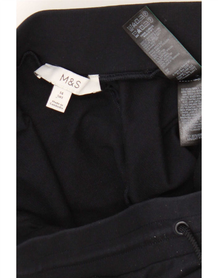 Marks & Spencer Womens Tracksuit Trousers UK 14 Large Navy Blue Cotton