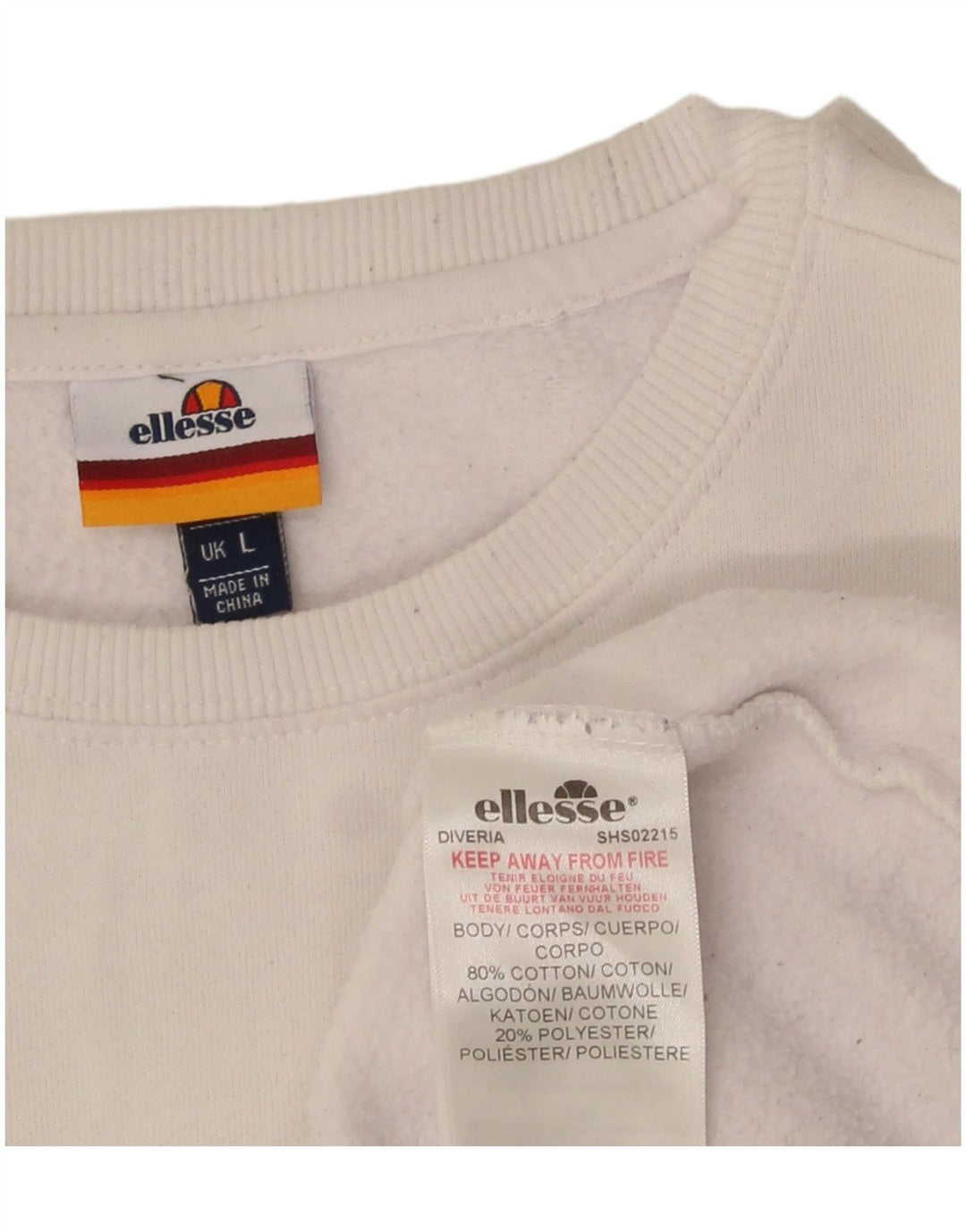 Ellesse Mens Sweatshirt Jumper Large White Cotton