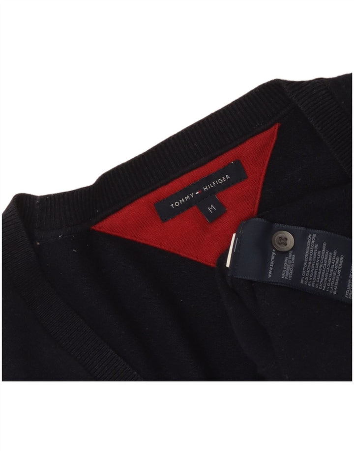 TOMMY HILFIGER Womens Cardigan Sweater UK 12 Medium Navy Blue Cotton