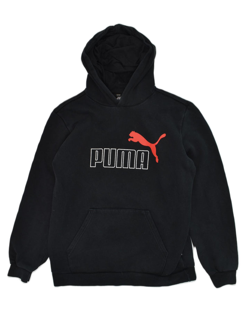 PUMA Boys Graphic Hoodie Jumper 15-16 Years Black Cotton | Vintage Puma | Thrift | Second-Hand Puma | Used Clothing | Messina Hembry 