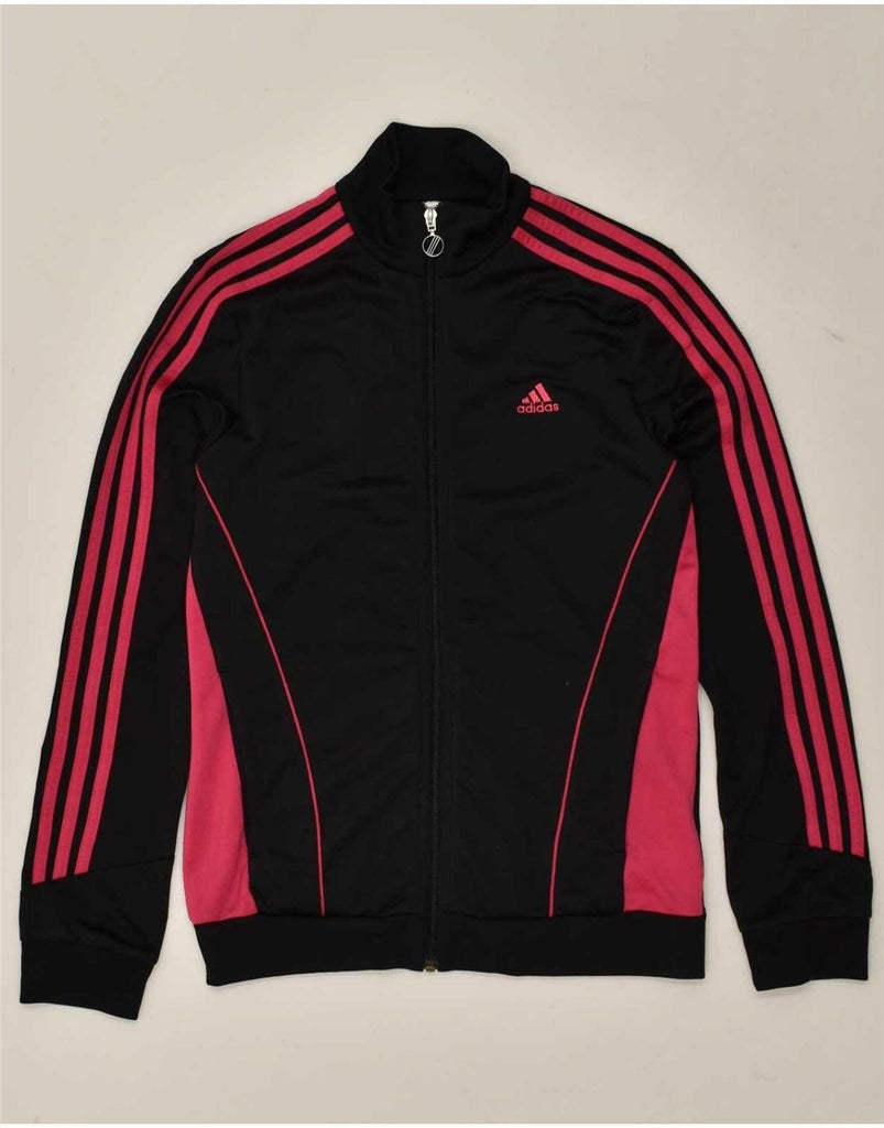 ADIDAS Womens Graphic Tracksuit Top Jacket UK 8/10 Small Black Colourblock Vintage Adidas and Second-Hand Adidas from Messina Hembry 