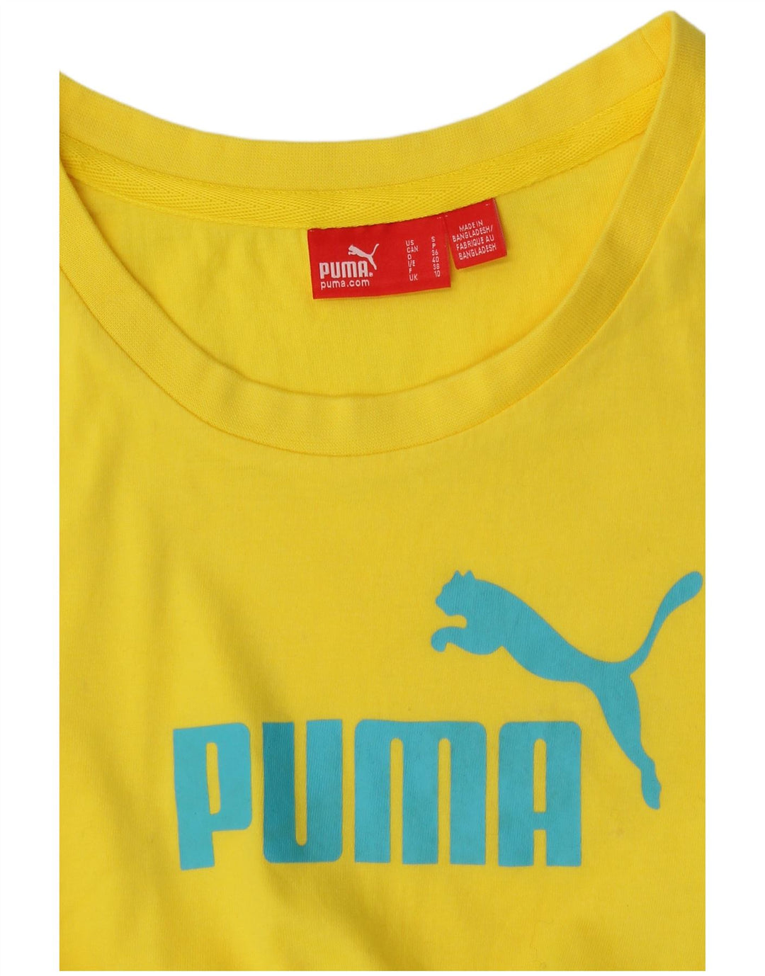 Puma Womens Graphic T-Shirt Top UK 10 Small Yellow