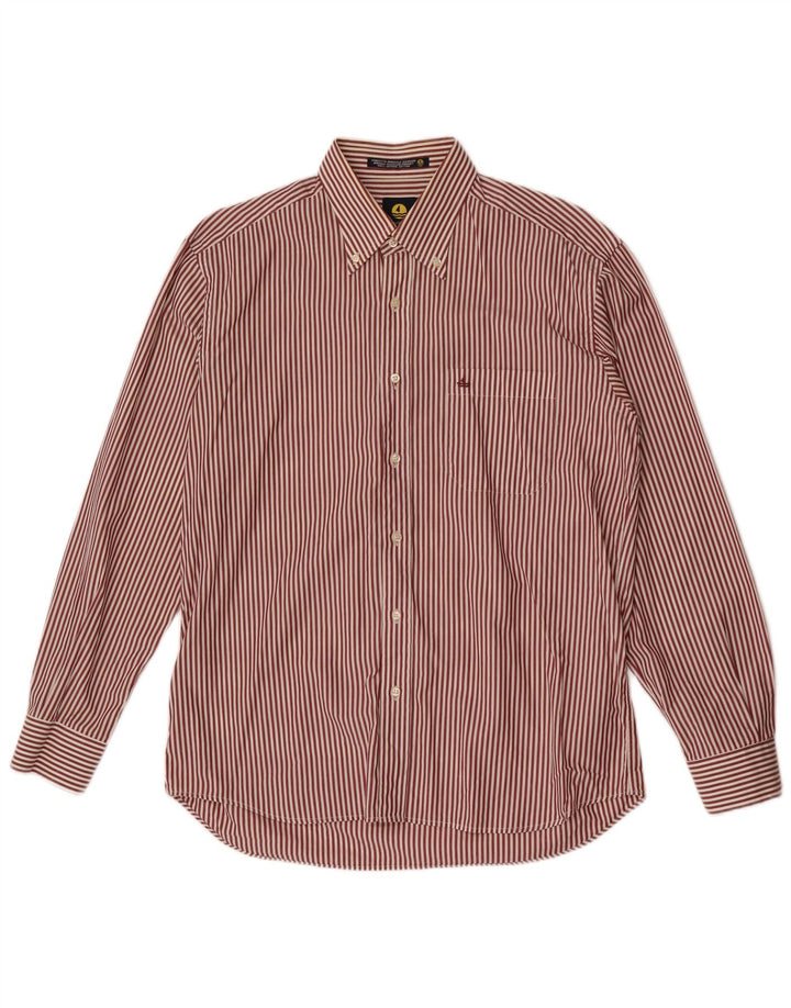 Navigare Mens Shirt Large Red Pinstripe Cotton