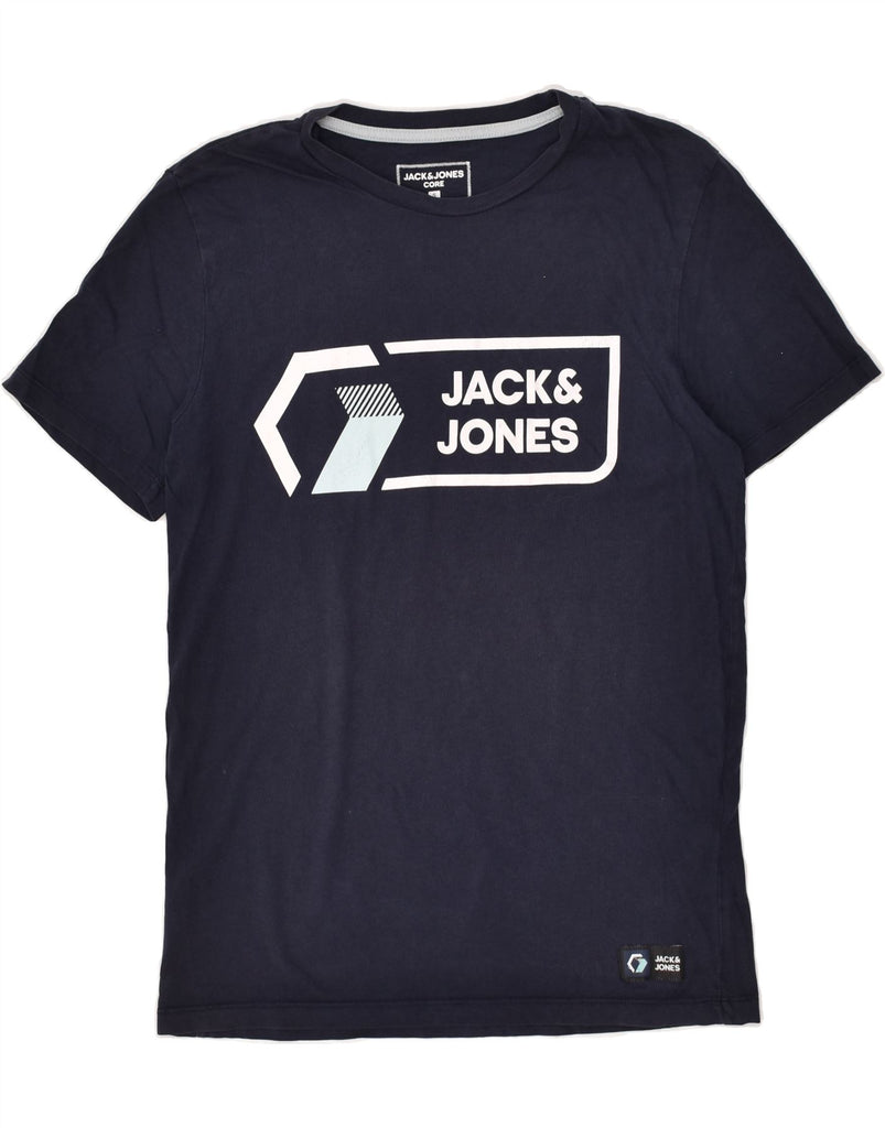 JACK & JONES Mens Core Graphic T-Shirt Top Small Navy Blue Cotton | Vintage Jack & Jones | Thrift | Second-Hand Jack & Jones | Used Clothing | Messina Hembry 